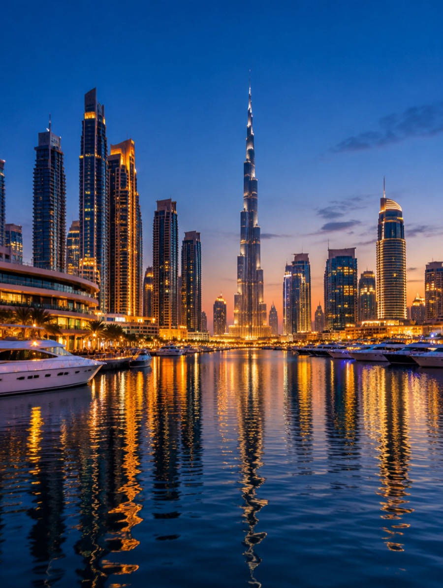 Dubai skyline at dusk