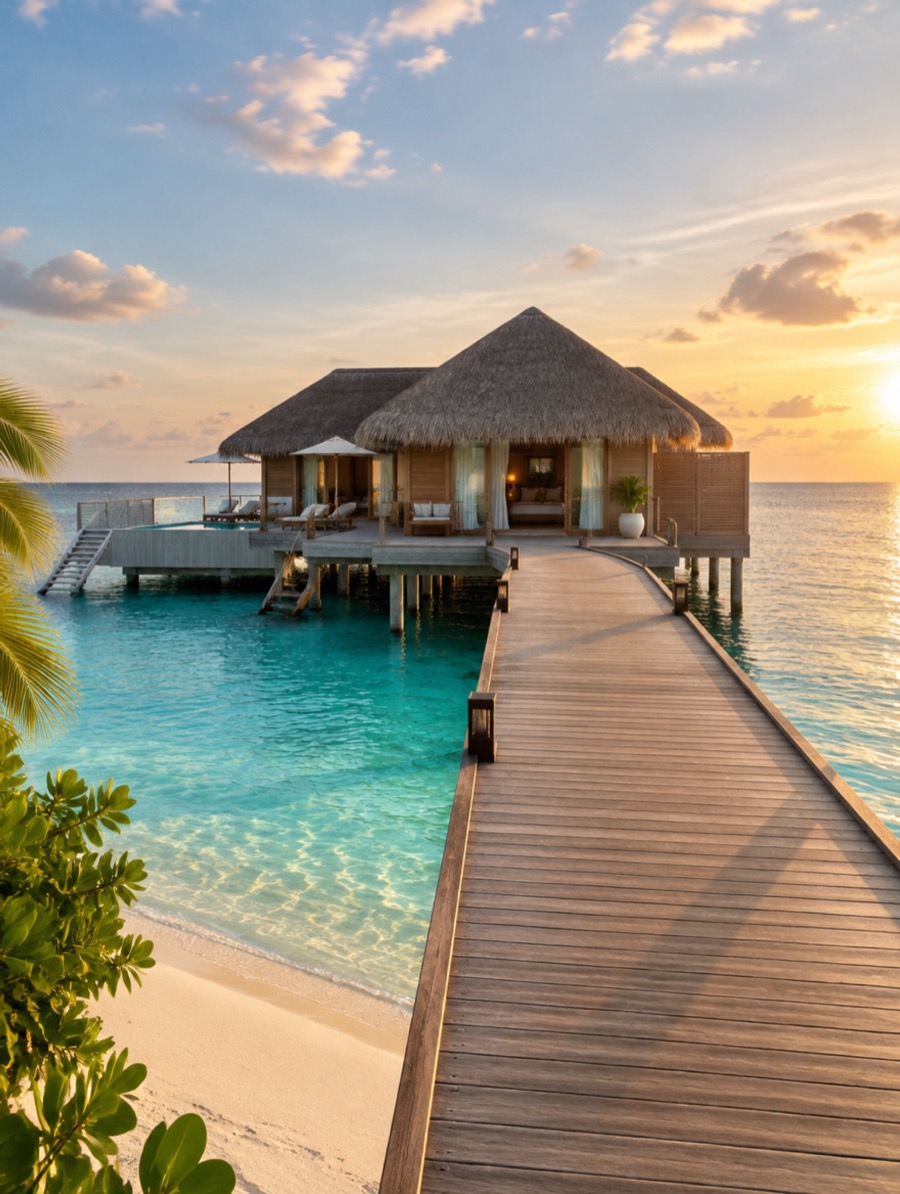 Overwater villa in the Maldives