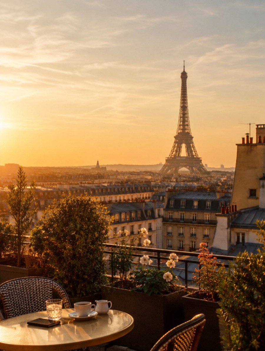 Paris rooftops with the Eiffel Tower