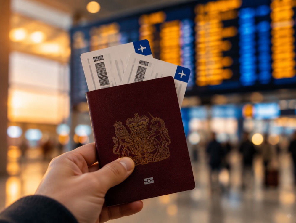 Passport with boarding passes